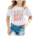 thumbnail image 1 of Ketyyh-chn99 Girls Ruffle Sleeve Shirts Summer Girls Short Sleeve Shirts Cotton Crew Neck T-Shirt Kids Plain Tees Tops Size for 7-8 Years,White, 1 of 4