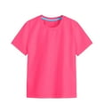 thumbnail image 1 of Ketyyh-chn99 Girls Short Sleeve T Shirts Kids Summer Casual Crewneck Back To School Solid Color Tops Tees Size for 3-4 Years,Hot Pink, 1 of 4