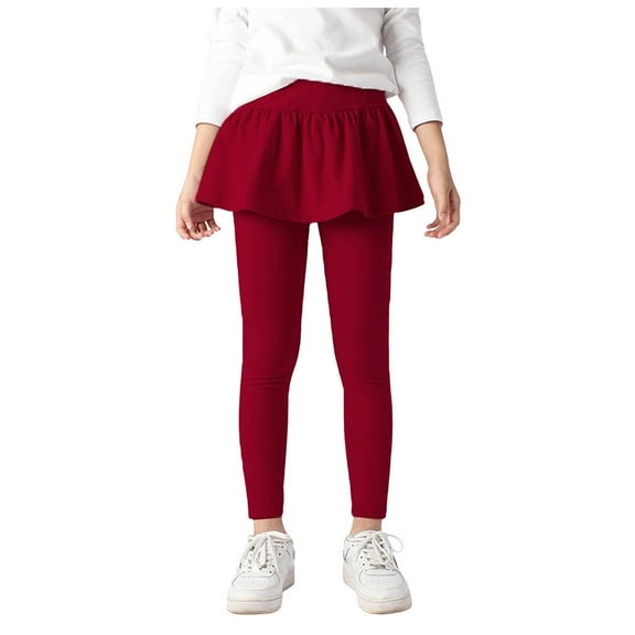Ketyyh-chn99 Girls' Skinny Fit Pull on Jeggings Kids Girls Cropped Pants Baggy Ribbed Solid Color Tendy Summer Casual Trousers Flowy Skirt Like Pants for Teen Girls Size for 7-8 Years,Red
