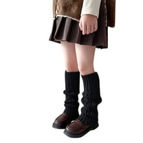 Ketyyh-chn99 Girls Socks Knee-High Kids Knitted Leg Warmers Loose Socks Knee High Leg Warmers For Girls for One Size,Black