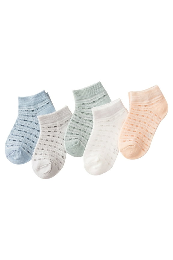 Girls Socks Toddler Baby Girls Boys Fashion Cute Crew Socks 5 Pairs,Blue,S