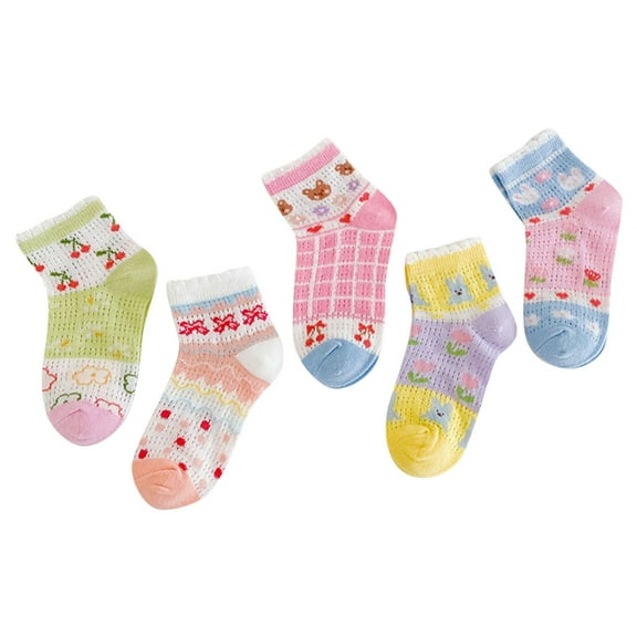 Ketyyh-chn99 Girls Socks Toddler Little Girls Crew Socks Long Socks for Kids Boys 5 Pairs,Pink,L
