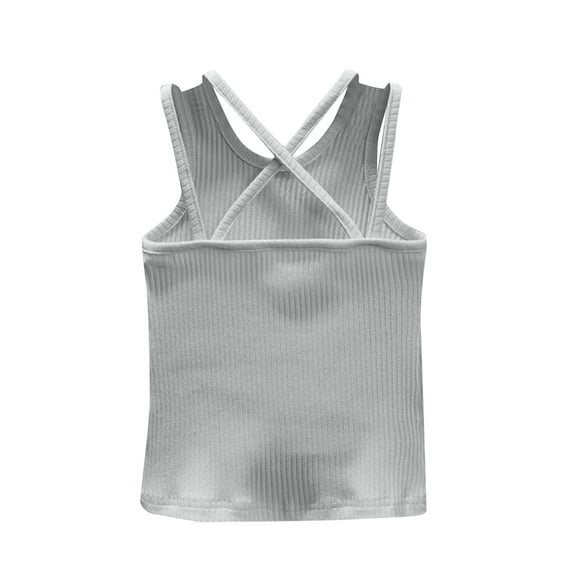 Ketyyh-chn99 Girls Summer Tops Girls Inner Vest Toddler Kids Girls Dance Tank Top Racerback Crop Tank Top Soild Sleeveless Sports Dance Top Size for 12-18 Months,Grey