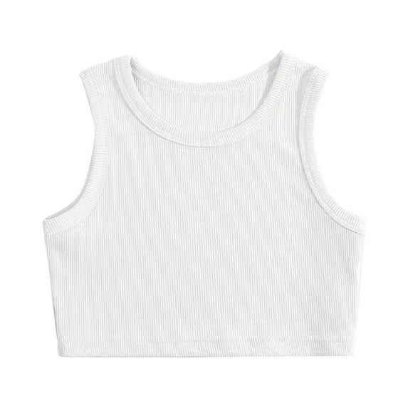 Ketyyh-chn99 Girls Tank Tops Kids Girls Clothes Sleeveless Tshirts Tank Tops Kids Girls Casual Undershirt Summer Basic Shirts Beach T-Shirts Vest White,6-7 Years