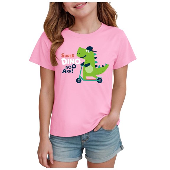 Ketyyh-chn99 Girls' Tees Girls Cute Short Sleeve Tunic Tops Casual Loose Ruffle T Shirts Kids Summer Soft Blouses Size for 11-12 Years,Pink