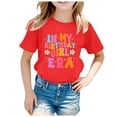 thumbnail image 1 of Ketyyh-chn99 Girls' Tees Girls Puff Short Sleeve Tops Kids Summer T Shirts Crewneck Fashion Tees Size for 7-8 Years,Red, 1 of 4