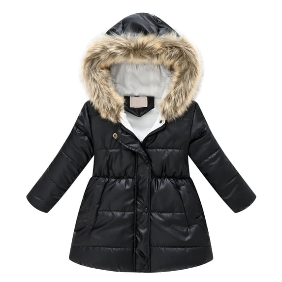 Ketyyh-chn99 Girls Winter Coat Boys Girls Winter Fleece Coat Toddler Kids Warm Cute Ear Hooded Jacket Size for 8-9 Years,Black