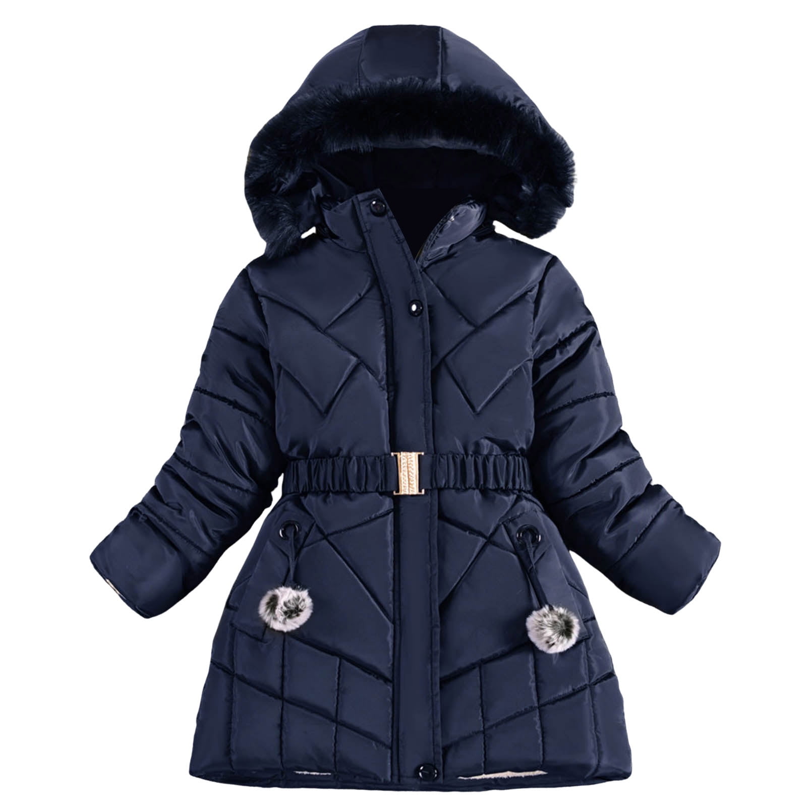 Winter Kids Girls Coat Shiny Jacket Thick Snow Down Mid-thigh Padded Warm  Hooded