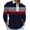 thumbnail image 1 of Ketyyh-chn99 Golf Polos For Men Fall Clothes Men's Golf Polo Shirts Long Sleeve Collar Tennis Shirt Color Block Striped Work T-Shirt Dark Blue,3XL, 1 of 5
