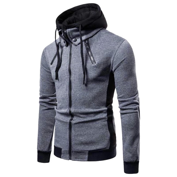 Ketyyh-chn99 Hoodies Men 2024 Tracksuit Zipper Hoodie Coat Zip Up Sweater Grey,2XL