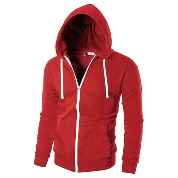 Ketyyh-chn99 Hoodies Men Pullover Sweater Sweatshirt Men's Full Zip Fleece Hoodie zippered Color Block hooded slim Fit Long Sleeve Lightweight Sweatshirt Fashion Hoodies & Sweatshirts Red,3XL