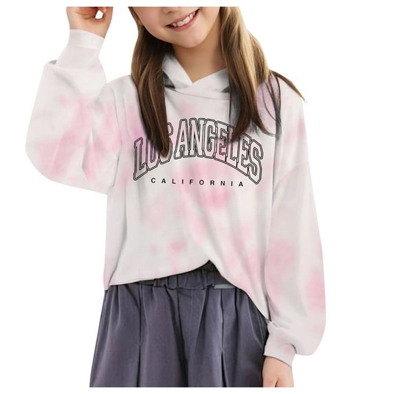 Ketyyh-chn99 Hoodies for Teen Girls Graphic Hoodies for Teen Girls Long Sleeve Letter Print Hooded Casual Tops Fall Outfits Kids Clothes Sweatshirt Light Blue,12-13 Years