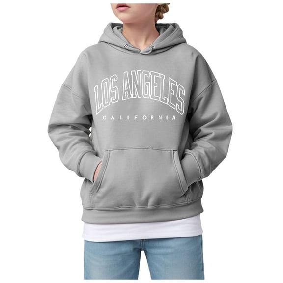 Ketyyh-chn99 Hoodies for Teen Girls Toddler Sweatshirt Hoodie Sweatshirts for Kids Boy Girl Letter Print Long Sleeves Hoodie Aesthetic Sweat Shirts Size for 13-14 Years,Grey