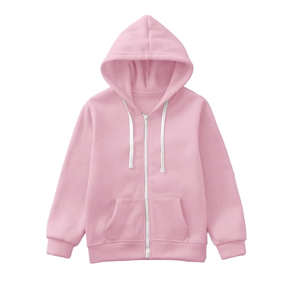 Ketyyh-chn99 Hoodies for Boys Girls 2024 Fall Zipper Fleece Sweatshirt Lightweight Casual Jacket Pullover Sweater Tops Pink,6-7 Years