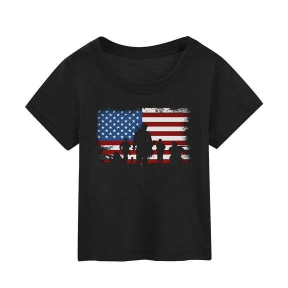 Ketyyh-chn99 Independence Day Clothes Kids 2025 4th Of July T-Shirt Toddler Boy Girl Fourth Star American Flag Patriotic Day Shirt Kid Independence Tee Top for 2-3 Years,Black