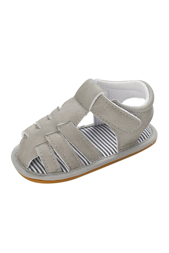 Sandals Boys Baby Girl Shoes Toddler Girl's Summer Soft Closed-Toe Princess Flower Outdoor Casual Sandals for 4,Grey