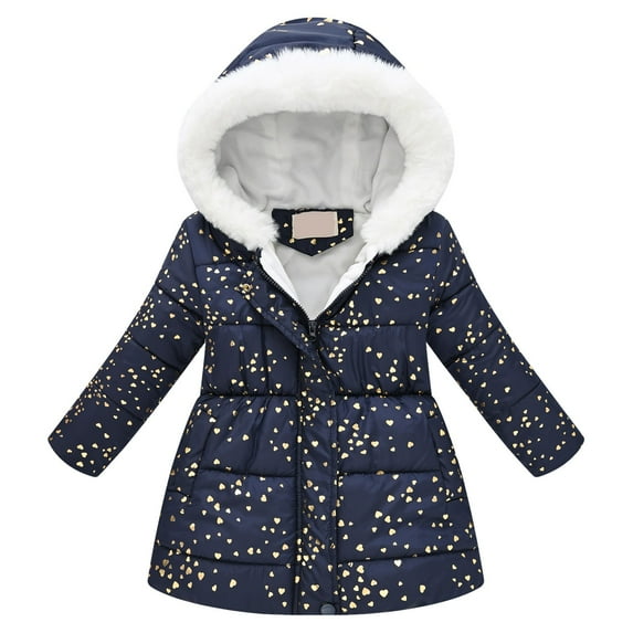 Ketyyh-chn99 Girl Coat Girls Winter Coat Long Thick Jacket with Water-Resistant Shell and Hood Kids Outerwear Size for 5-6 Years,Navy