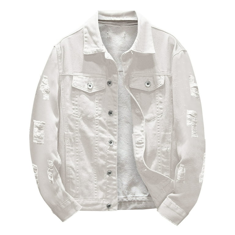Ketyyh-chn99 Jean Jacket for Men Basic Stretch Fit Long Ketyyh-chn99 Jean Jacket for Men Basic Stretch Fit Long