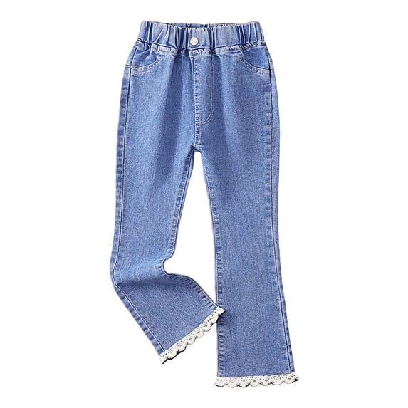 Ketyyh-chn99 Jeans for Teen Girls Girls Jeans High Waist Wide Leg Baggy Denim Y2k Pants 2025 Summer Fashion Clothes for Kids Streetwear Size for 9-10 Years,Dark Blue