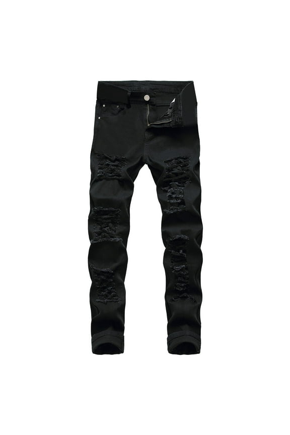 Jeans for Men Straight Fit Jeans Medium Vintage Denim Wash Pants Black,30