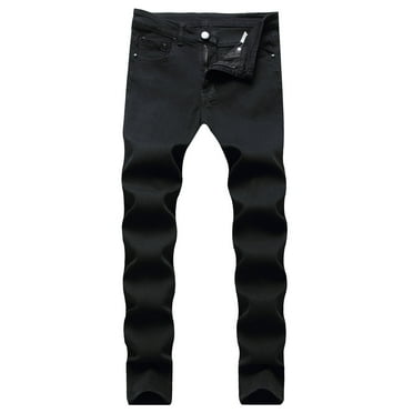 Ketyyh-chn99 Jeans for Men Stretch Waist Straight Fit Men's Skinny Slim Fit Stretch Straight Leg Fashion Jeans Pants Black,34
