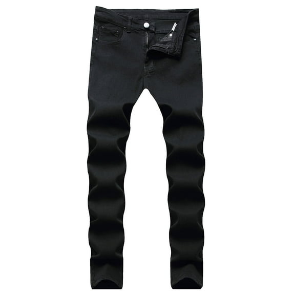 Ketyyh-chn99 Jeans for Men Stretch Waist Straight Fit Men's Skinny Slim Fit Stretch Straight Leg Fashion Jeans Pants Black,34
