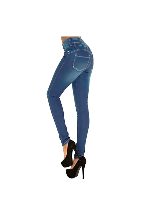 Jeans for Women Trendy 2024 High Waisted Yoga Pants with Pockets Blue,S