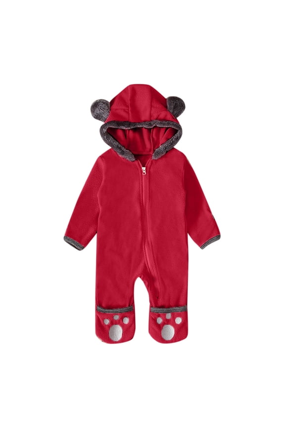 Jumpsuit for Boys Hooded Snowsuit Winter Jumpsuit Jacket Red,60