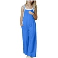thumbnail image 1 of Ketyyh-chn99 Jumpsuits for Girls Kids Casual Girls Casual Jumpsuits Spaghetti Strap Sleeveless Loose Romper Long Pants with Pockets Kids Clothes Size for 130,Blue, 1 of 9