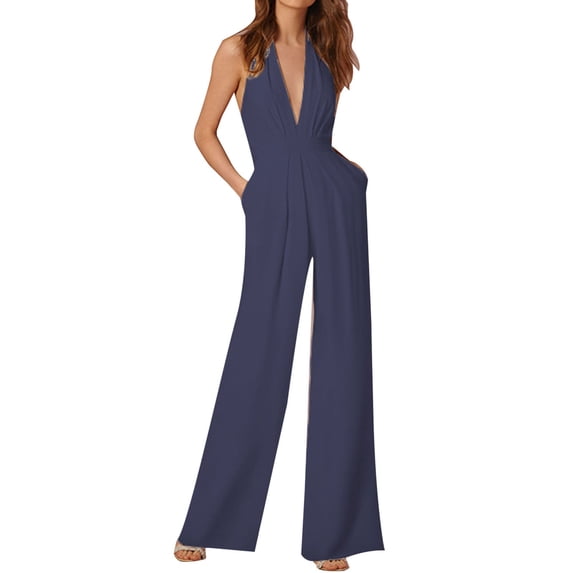 Ketyyh-chn99 Jumpsuits for Women Denim Jumpsuit for Women Tops Casual Sleeveless Jumpsuits Loose Romper Long Pants with Pockets Blue,S
