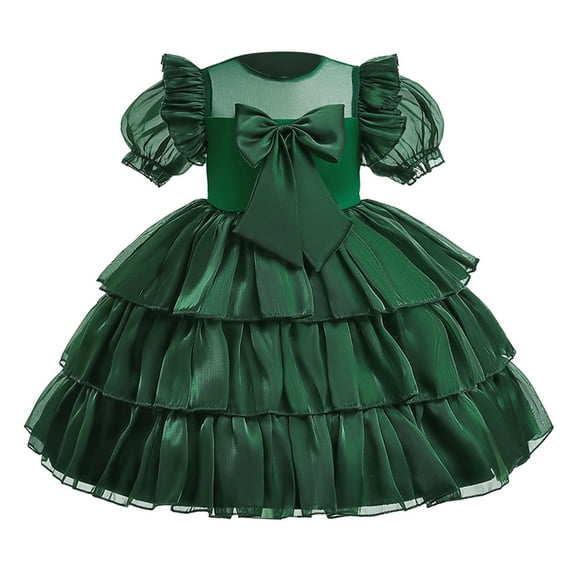 Ketyyh-chn99 Kid Girl Christmas Party Dress Short Sleeve A-line Princess Dresses for Fall Winter Party Christmas Dresses Green,110