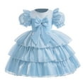 thumbnail image 1 of Ketyyh-chn99 Kid Girl Christmas Party Dress Short Sleeve A-line Princess Dresses for Fall Winter Party Christmas Dresses Sky Blue,140, 1 of 4
