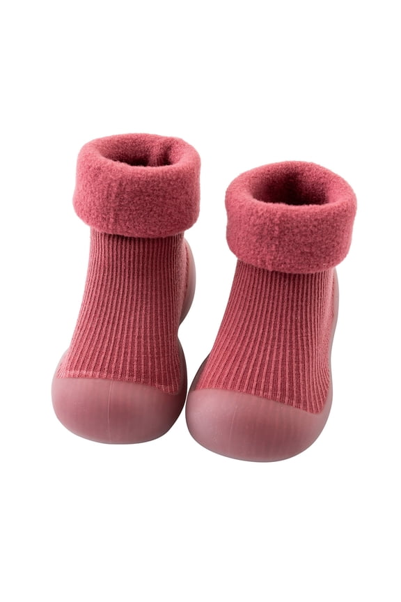 Kid Slippers Slippers for Boys Solid Warm Knit Soft Sole Rubber Shoes Sock Slipper Stocking Soft Baby Boy Slippers (, 26)