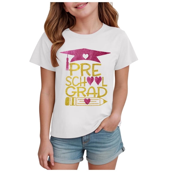 Ketyyh-chn99 Kids Girls Cotton Crew Neck Shirt Girls American Flag Crop Tops Kids USA Crop Shirt Patriotic 4th of July Tops Size for 7-8 Years,White