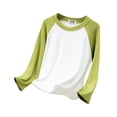 thumbnail image 1 of Ketyyh-chn99 Kids Girls Fashion Tops Toddler Kids Little Girls Crewneck Solid Basic T Shirt Tops Long Sleeve Loose Casual Sports Tee Tops Green,120, 1 of 5