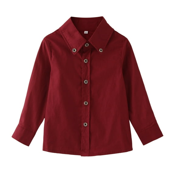 Ketyyh-chn99 Kids Little Boys Girls Baby Long Sleeve Button Down Red Plaid Flannel Shirt Kids Cotton Boys T Shirts Baby Stand-Up Collar Long Sleeve Comfy Tops Tees Clothes Size for 12-18 Months,Red
