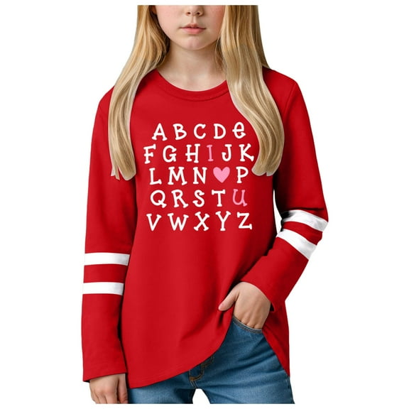 Ketyyh-chn99 Kids Long Sleeve T Shirts Girls Boys Trendy Summer Tops Casual Crew Neck Daily Shirt for Toddler Kids Cute Pullover Graphic Tees for 10-12 Years,Hot Pink