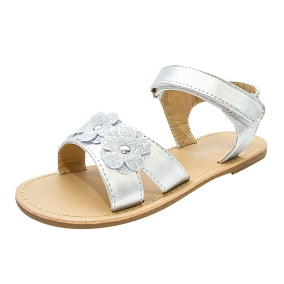 Ketyyh-chn99 Kids Sandals Toddler Girl Shoes Toddler Little Big Kid Flower Girls Party Dress Shoes Sandals Silver,10