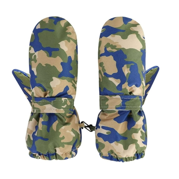 Ketyyh-chn99 Kids Ski Gloves Full Fingers Knitted Gloves Warm Winter Gloves for Little Boys Girls Camouflage,L