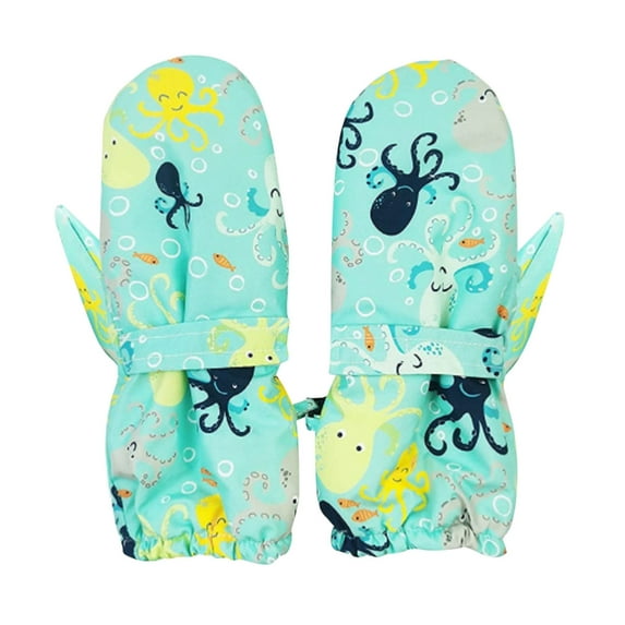 Ketyyh-chn99 Kids Ski Gloves Full Fingers Knitted Gloves Warm Winter Gloves for Little Boys Girls Green,L