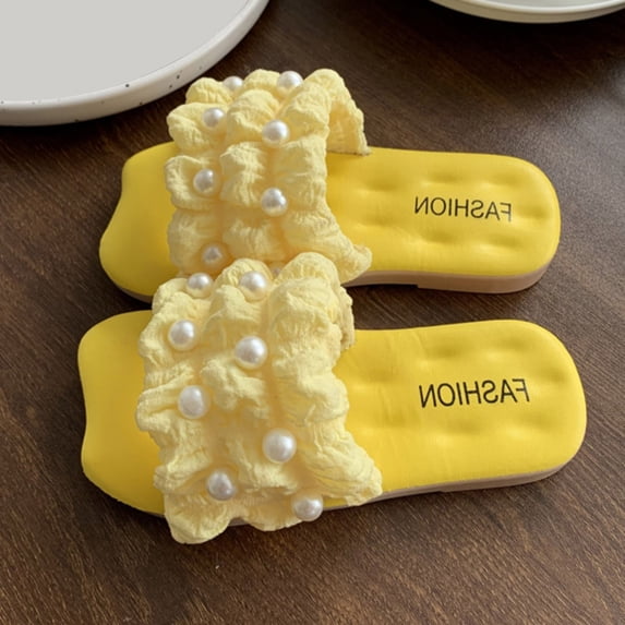 Ketyyh-chn99 Kids Slippers House Shoes Kid Boys Girls Slides Sandals For Kid Unisex Child Slippers Lightweight Non-slip Open Toe comfort Shower Beach Slide Sandals Yellow,11
