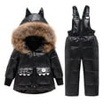 thumbnail image 1 of Ketyyh-chn99 Kids Snowsuits Girls Boys Winter Hood Jacket Set Puffer Jacket Snow Pants 2 Piece Snowsuit Set Black,3-4 Years, 1 of 4