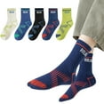 thumbnail image 1 of Ketyyh-chn99 Kids Socks Toddler Boys Girls Letter Print Socks for Boy 3 To 16 Years Pack Of 5 Pairs Crew Socks Gifts for Kids Dark Blue,XL, 1 of 3