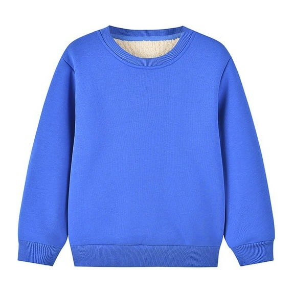 Ketyyh-chn99 Kids Sweatshirt Unisex Fleece Lined Warm Pullover Tops Fashion Solid Color Thicken Soft Winter Pullover Sweatshirts for Blue,12-18 Months