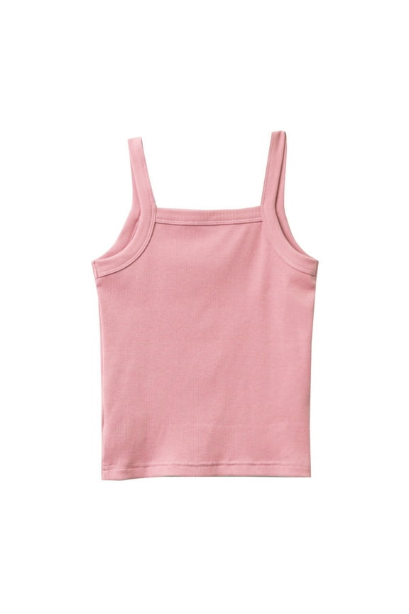Little Girls Floral Top Kids Undershirt Tank Top Soft Undershirt For Boys Girls Ribbed Knit Tank Tops Size for 5-6 Years,Pink