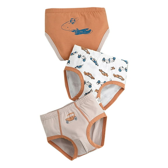 Ketyyh-chn99 Kids Underwear Boys 3pcs Baby Pants Soft Underpants Briefs Car Cartoon Print Baby Pants(K, 6-7 Years)