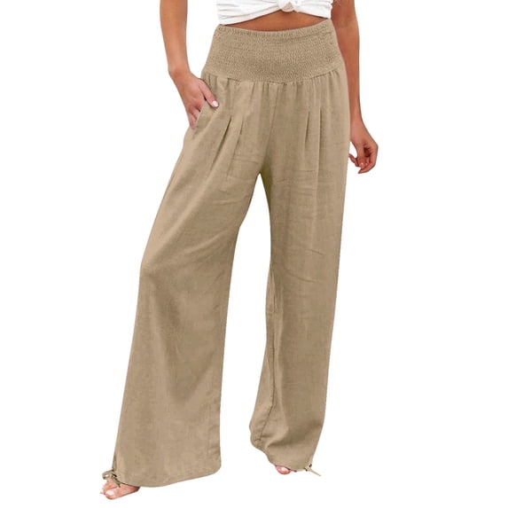 Ketyyh-chn99 Ladies Pants Fashion Leg Pants Wide Plus Size Pants for Women Khaki,XL