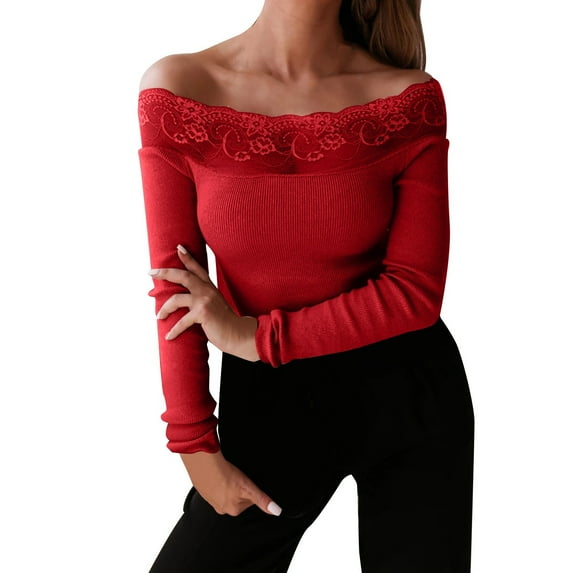 Ketyyh-chn99 Ladies Pullover Tops Solid Color Knitted Sweaters and Pullovers Tops for Women ,M