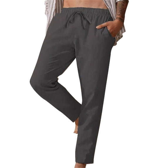 Ketyyh-chn99 Linen Pants Men Relaxed Fit Pants Hiking Joggers Pants Drawstring Sweatpants GY2,3XL