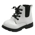 thumbnail image 1 of Ketyyh-chn99 Little Girl Boots Ankle Boots Flat Bootie School Shoes Zip-Up Short White,27, 1 of 5
